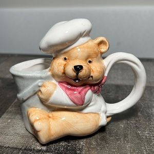Vintage Hand Painted Chef Bear Ceramic Small Pitcher/Creamer